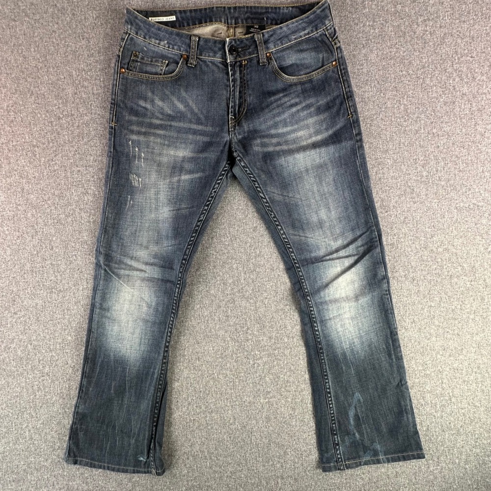 Buffalo Jeans Jeans Mens 30 Blue Distressed Whiskered Flap Pocket Fair